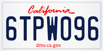 CA license plate 6TPW096