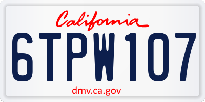 CA license plate 6TPW107