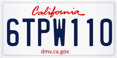 CA license plate 6TPW110