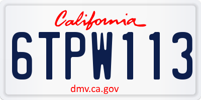 CA license plate 6TPW113