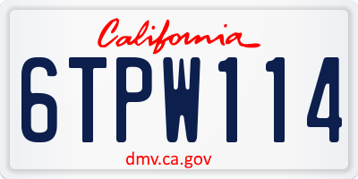 CA license plate 6TPW114