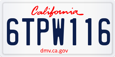 CA license plate 6TPW116