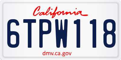 CA license plate 6TPW118