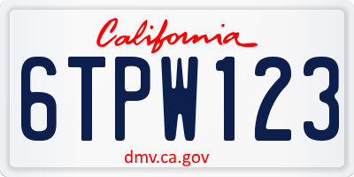 CA license plate 6TPW123