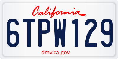 CA license plate 6TPW129