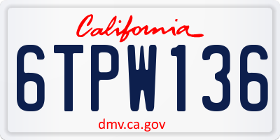 CA license plate 6TPW136