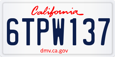 CA license plate 6TPW137