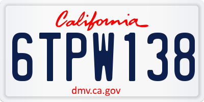 CA license plate 6TPW138