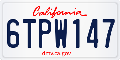 CA license plate 6TPW147