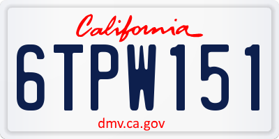 CA license plate 6TPW151