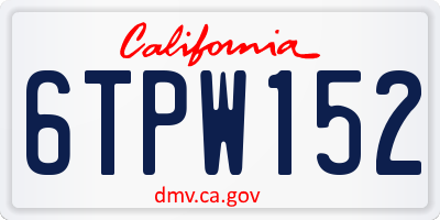 CA license plate 6TPW152