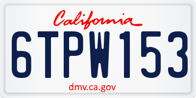 CA license plate 6TPW153