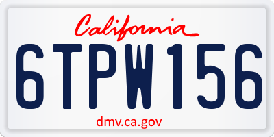 CA license plate 6TPW156