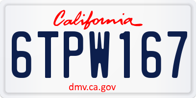 CA license plate 6TPW167