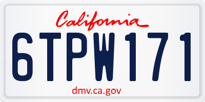 CA license plate 6TPW171