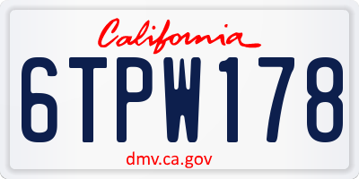 CA license plate 6TPW178