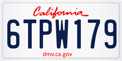 CA license plate 6TPW179