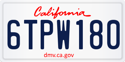 CA license plate 6TPW180