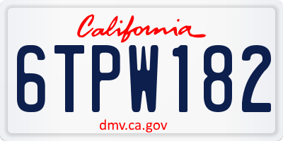 CA license plate 6TPW182