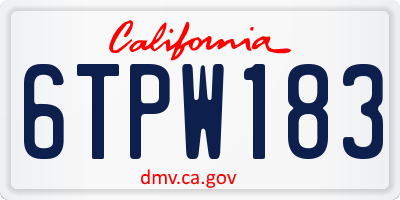 CA license plate 6TPW183