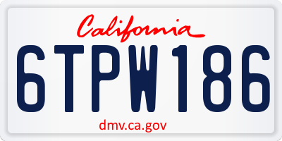 CA license plate 6TPW186