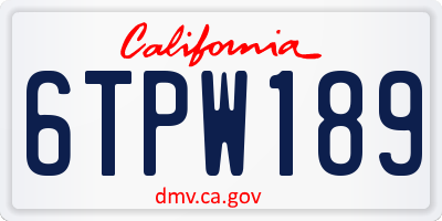 CA license plate 6TPW189