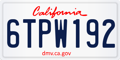 CA license plate 6TPW192