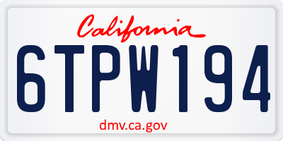 CA license plate 6TPW194