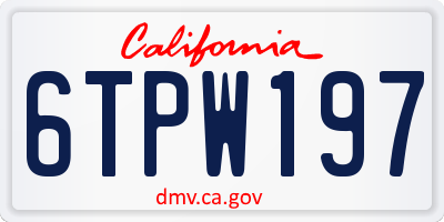 CA license plate 6TPW197