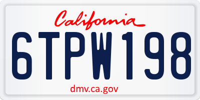 CA license plate 6TPW198