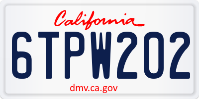 CA license plate 6TPW202