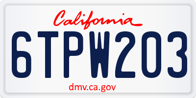 CA license plate 6TPW203