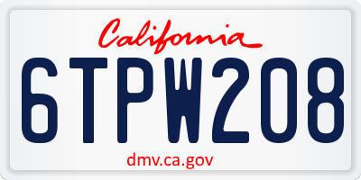 CA license plate 6TPW208