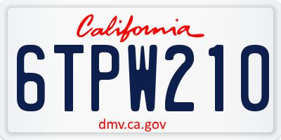 CA license plate 6TPW210