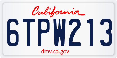 CA license plate 6TPW213