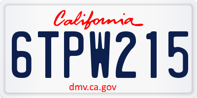 CA license plate 6TPW215