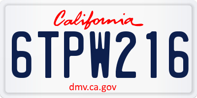 CA license plate 6TPW216