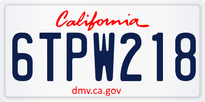 CA license plate 6TPW218