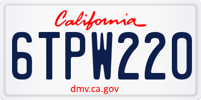 CA license plate 6TPW220