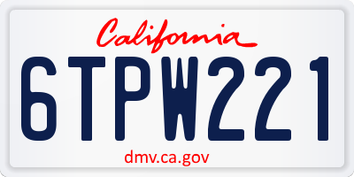 CA license plate 6TPW221