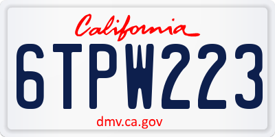 CA license plate 6TPW223