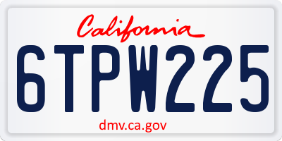 CA license plate 6TPW225