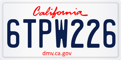 CA license plate 6TPW226