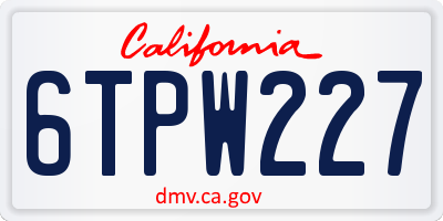 CA license plate 6TPW227