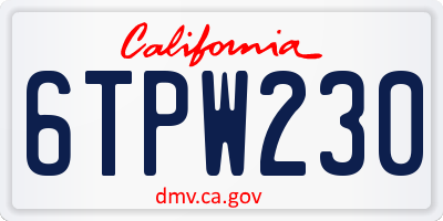 CA license plate 6TPW230