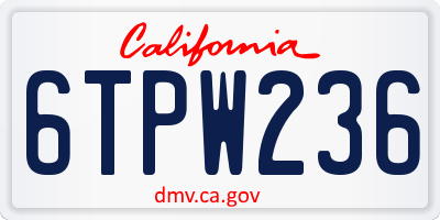 CA license plate 6TPW236