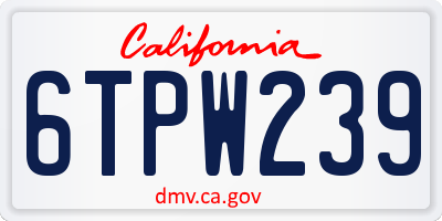 CA license plate 6TPW239