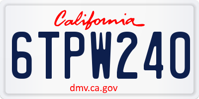 CA license plate 6TPW240