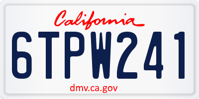 CA license plate 6TPW241