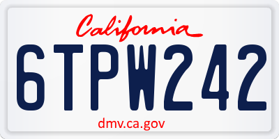 CA license plate 6TPW242